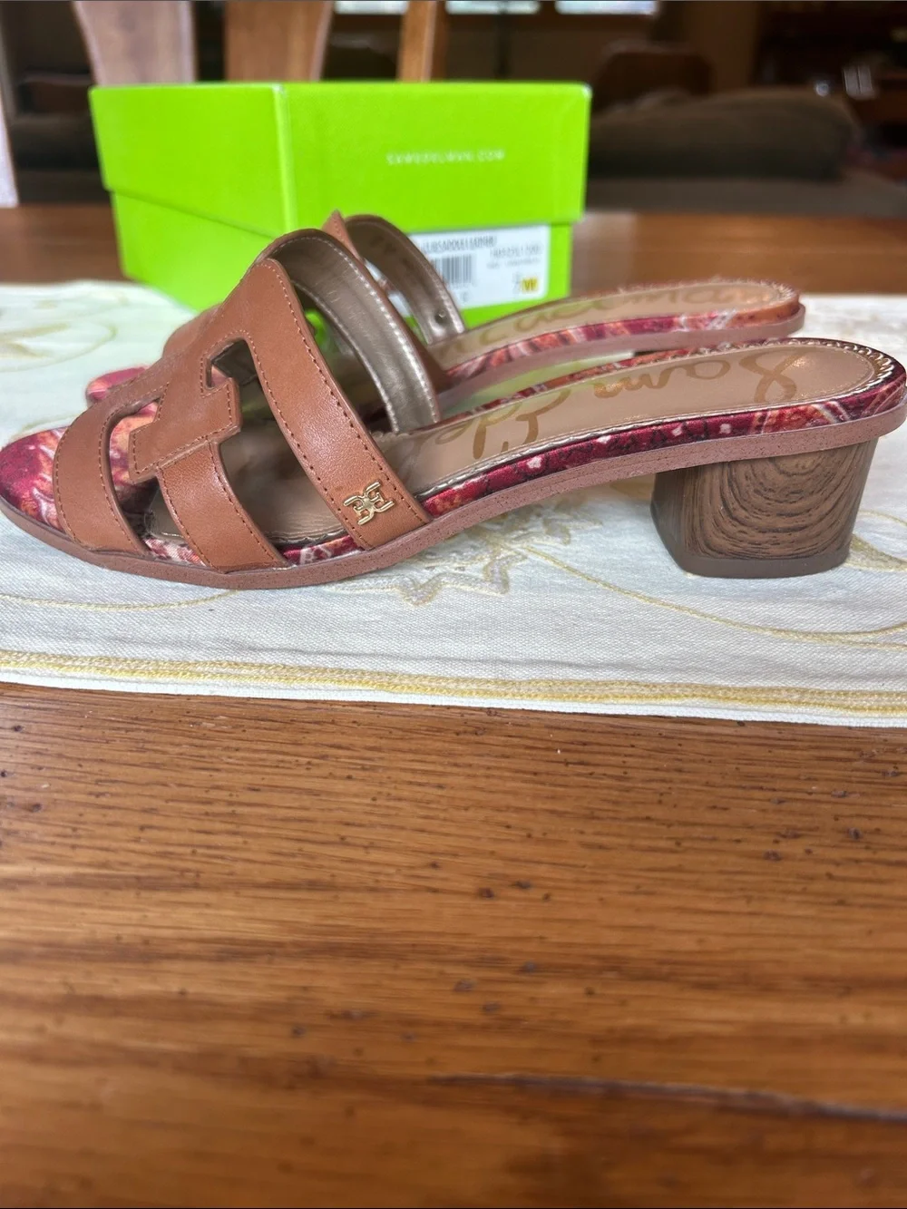 Sam Edelman Womens Brown Leather Slide Sandals